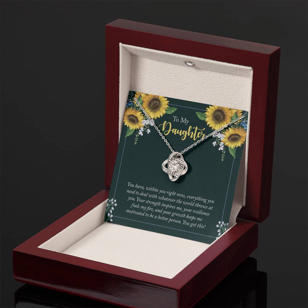 "A Gift for Daughter" From Mom/dad Love Knot Necklace - Your Strength