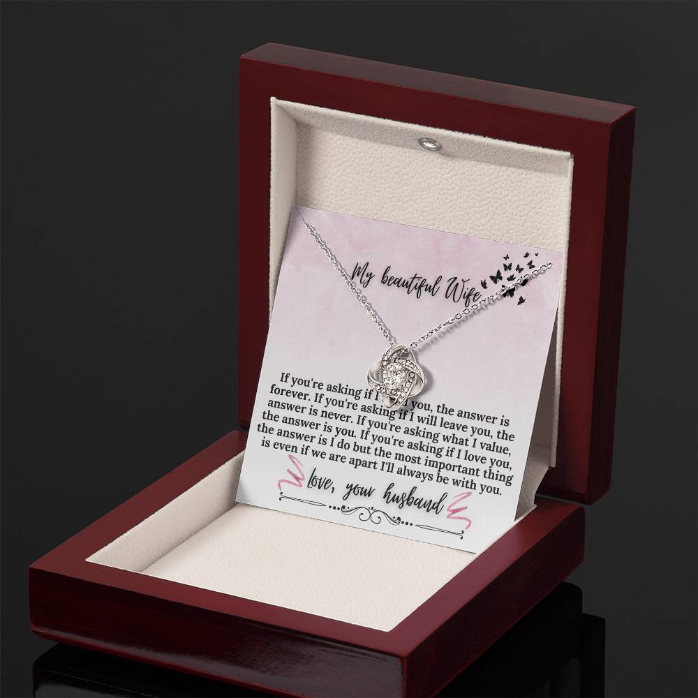 "If Your Asking" Love Knot Necklace (Pink & Butterflies Vertical Edition) -  A Meaningful Gift For Wife