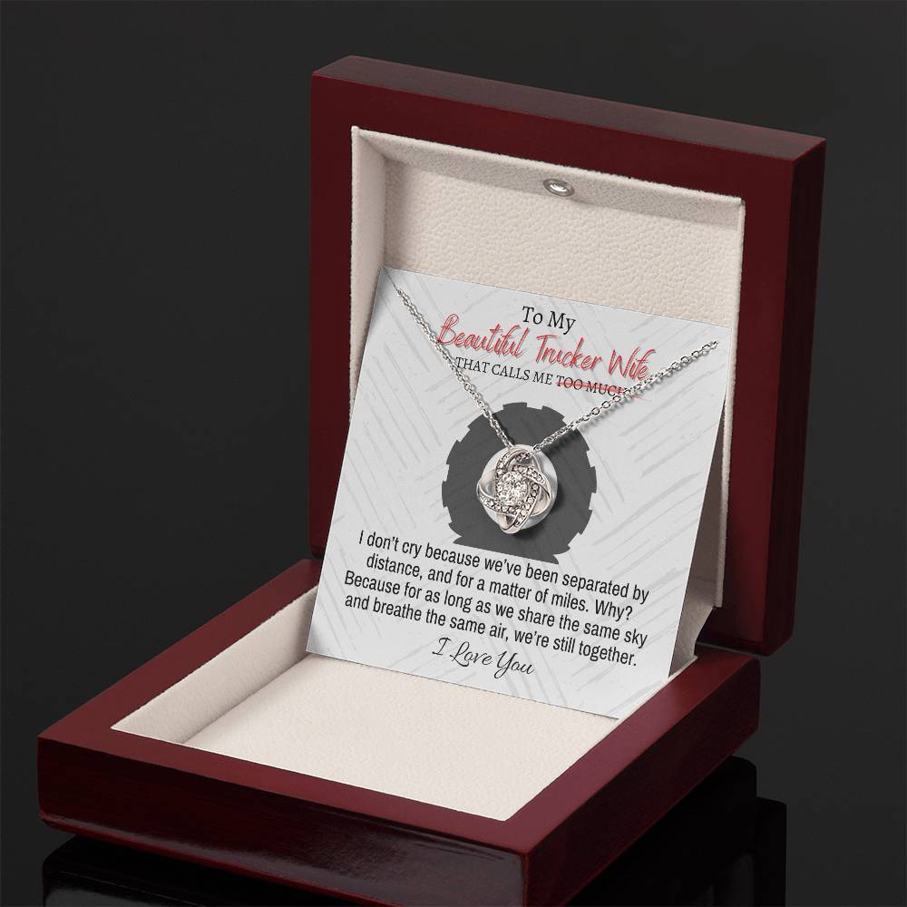"Trucker Wife" Love Knot Necklace (Open Road Edition) - To My Beautiful Wife - Merry Christmas To My Wife
