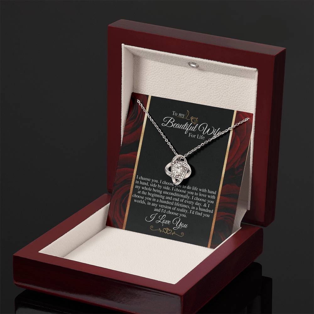 "I Choose You" Love Knot Necklace (Golden Roses Edition) - Gift For Her - To Wedding Anniversary, Valentine’s Day, Thank You Gift