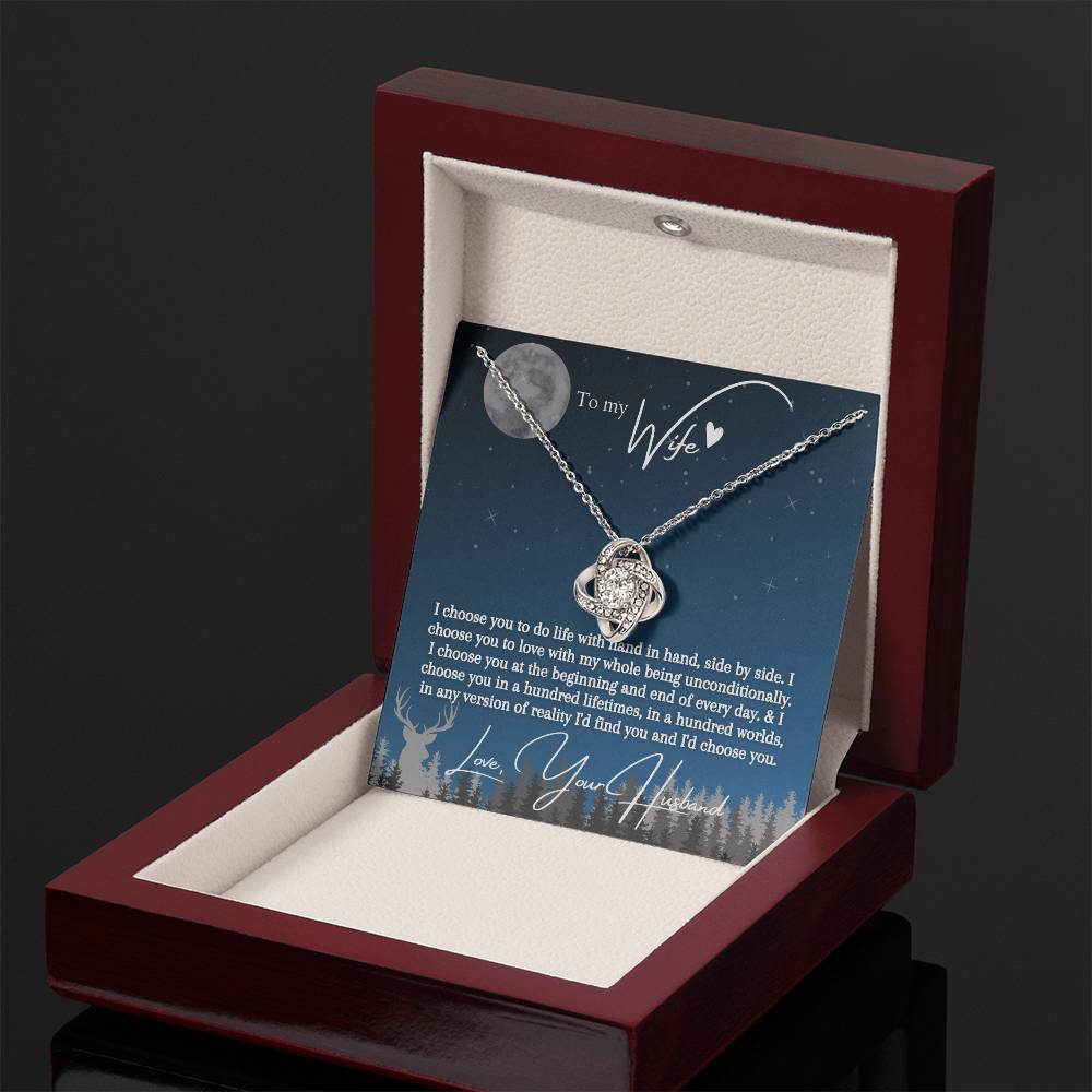 "I Choose You" Love Knot Necklace (Blue Starlight Edition)  -  To My Birthday, Wedding Anniversary