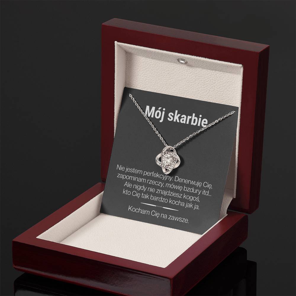 "Skarbie" Love Knot Necklace in Turkish | 14k White Gold Over Stainless Steel - To My Love – Happy Valentine’s Day