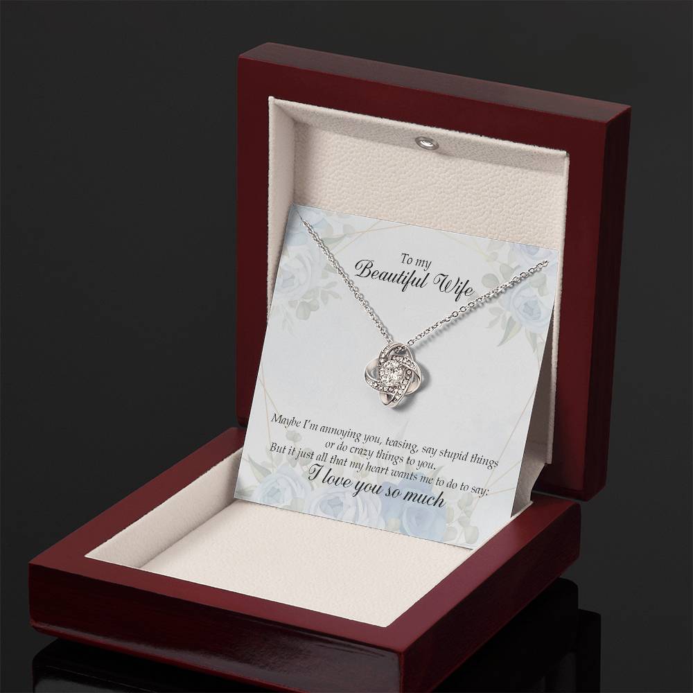 "My Beautiful Wife" Love Knot Necklace - Forever in My Heart - Gift My Wife