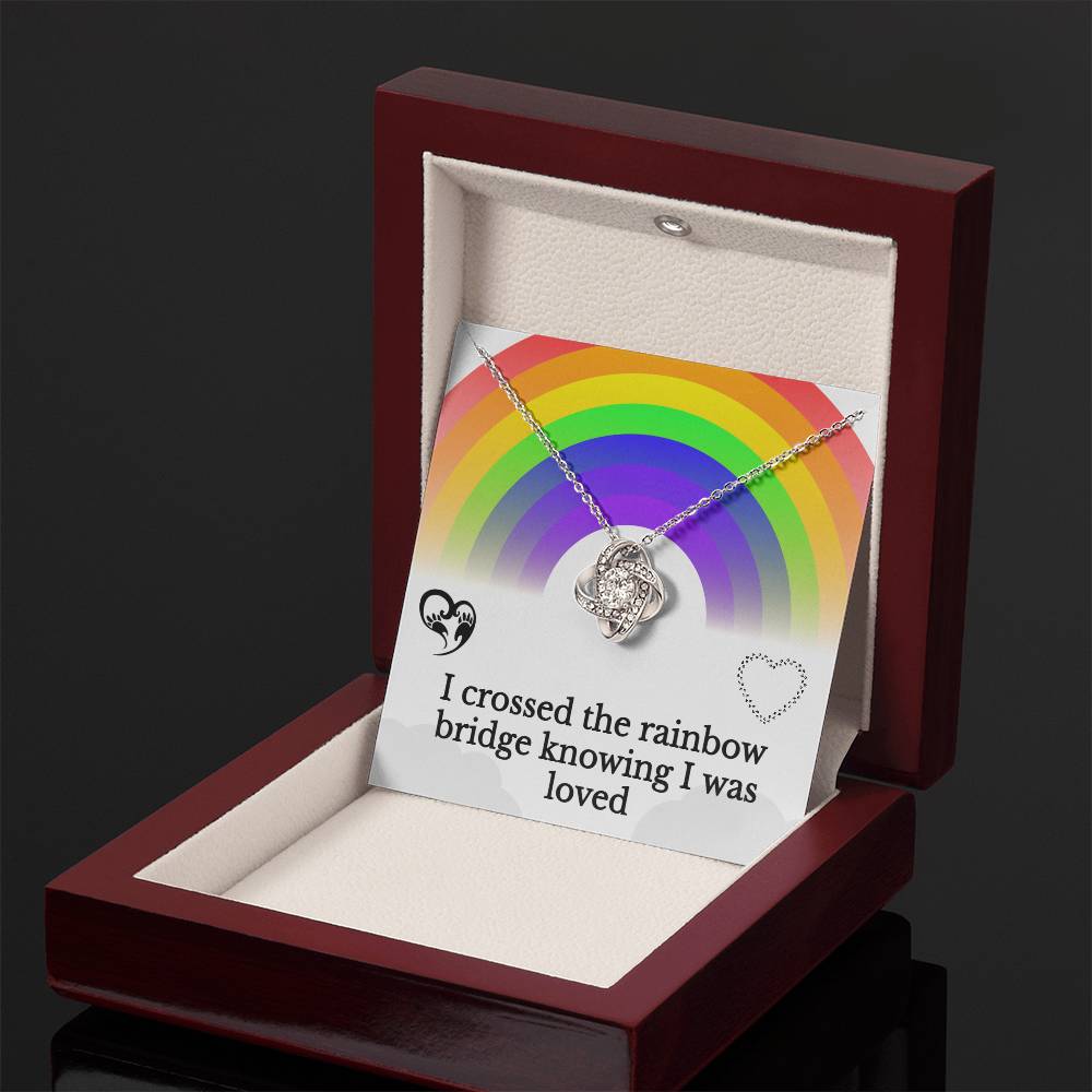 Rainbow Bridge Pet Remembrance Sparkling Necklace