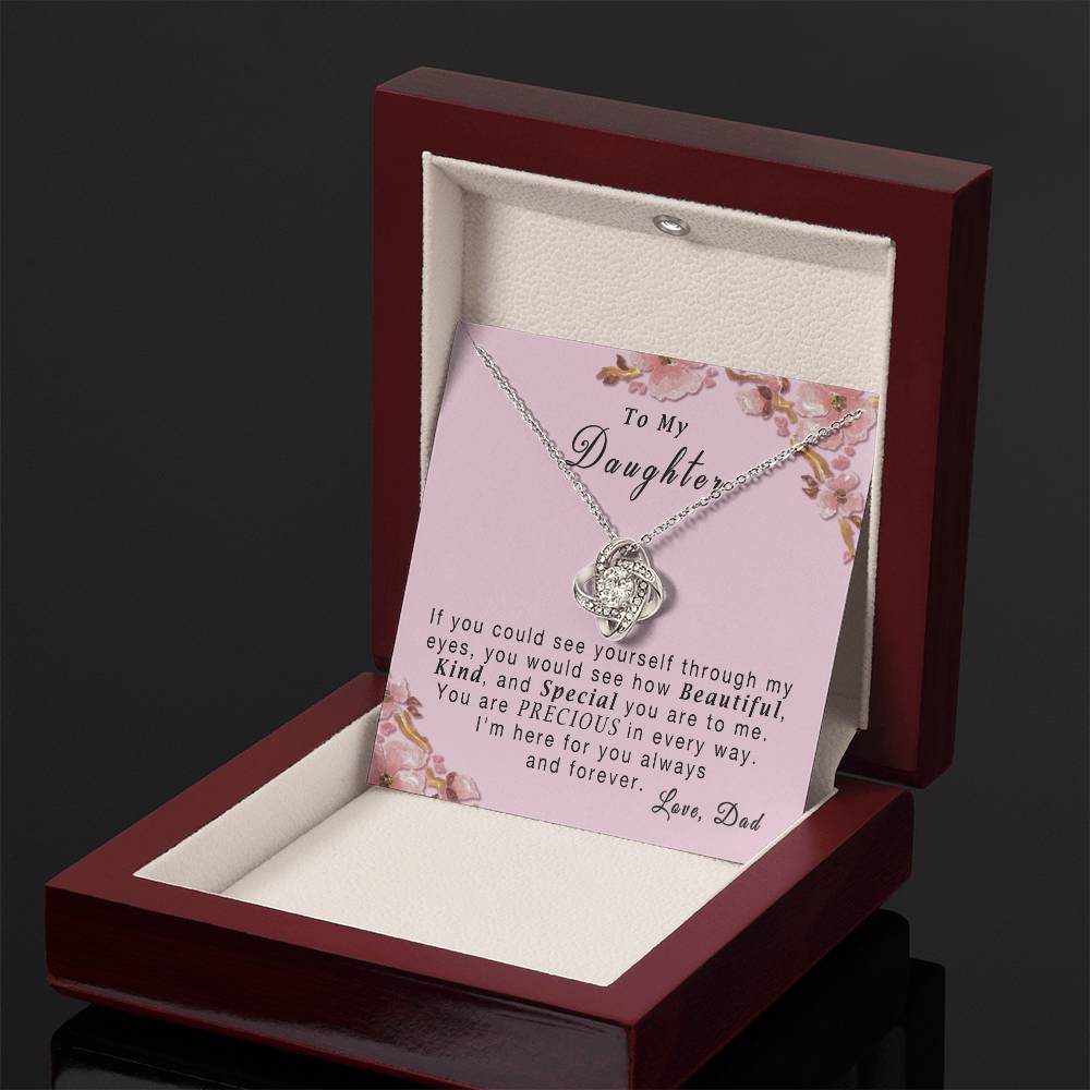 "To My Daughter, If You Could See.." Cubic Zirconia With 14k White Gold Finish Necklace