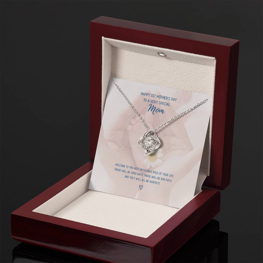 "Happy 1st Mother's Day" - Love Knot Necklace - Happy 1ST Mother's Day To A Very Special Mom