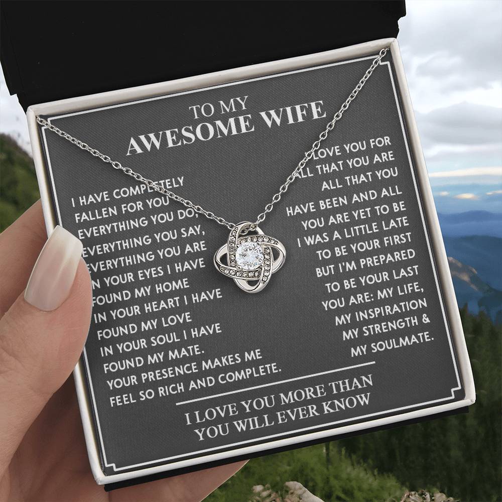 ALMOST SOLD OUT - To My Awesome Wife Love Knot Necklace