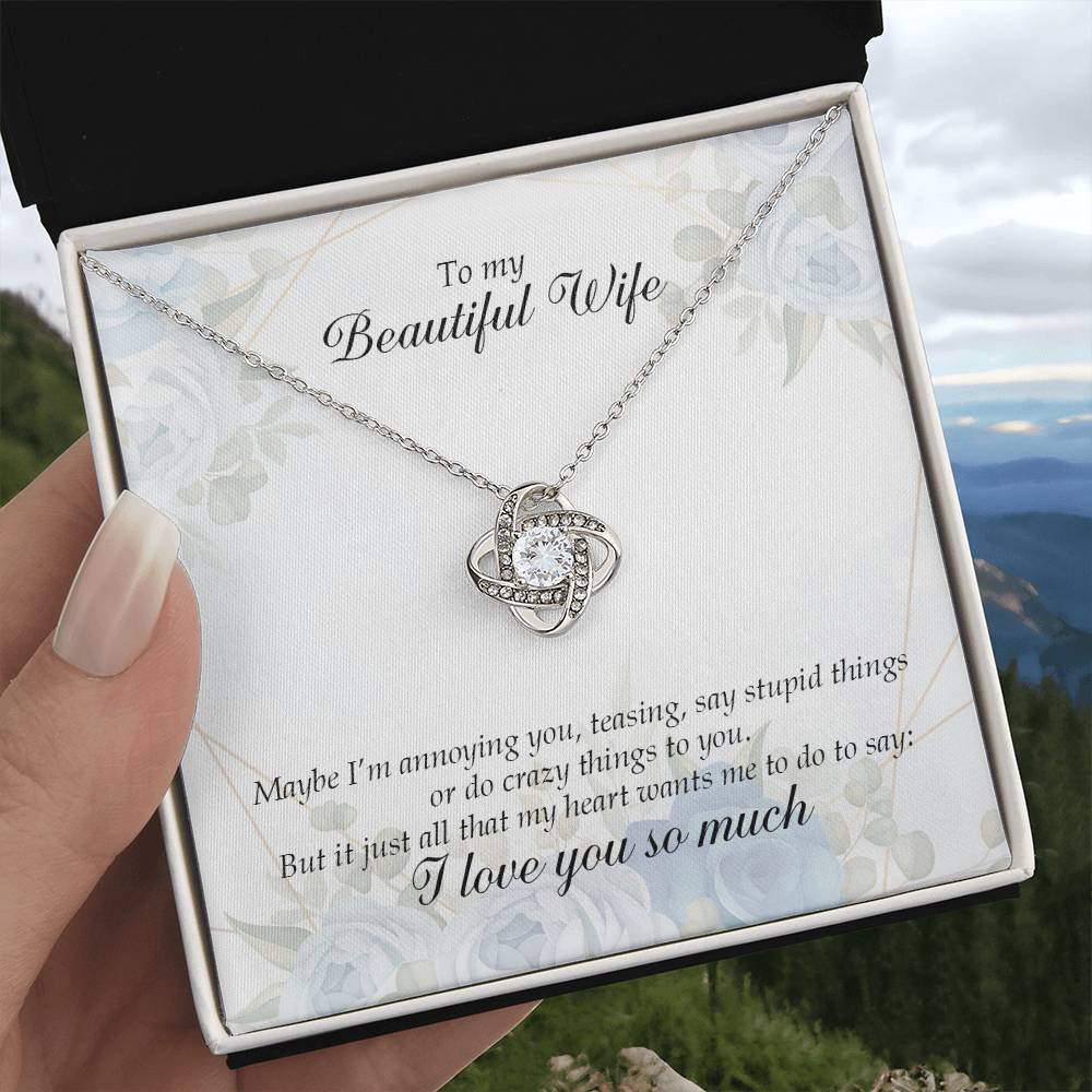 "My Beautiful Wife" Love Knot Necklace - Forever in My Heart - Gift My Wife