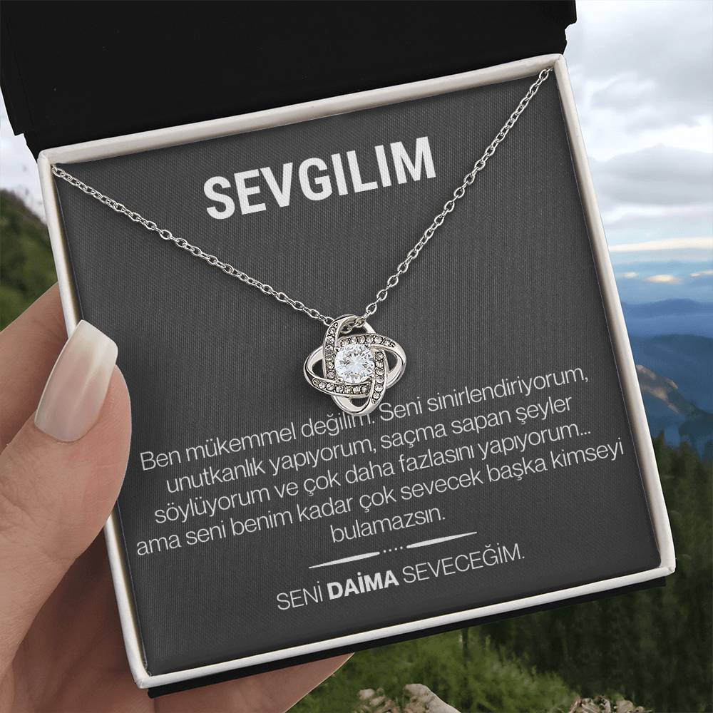 "Sevgilim" Love Knot Necklace in Turkish | 14k White Gold Over Stainless Steel - To My Soulmate – Happy Anniversary