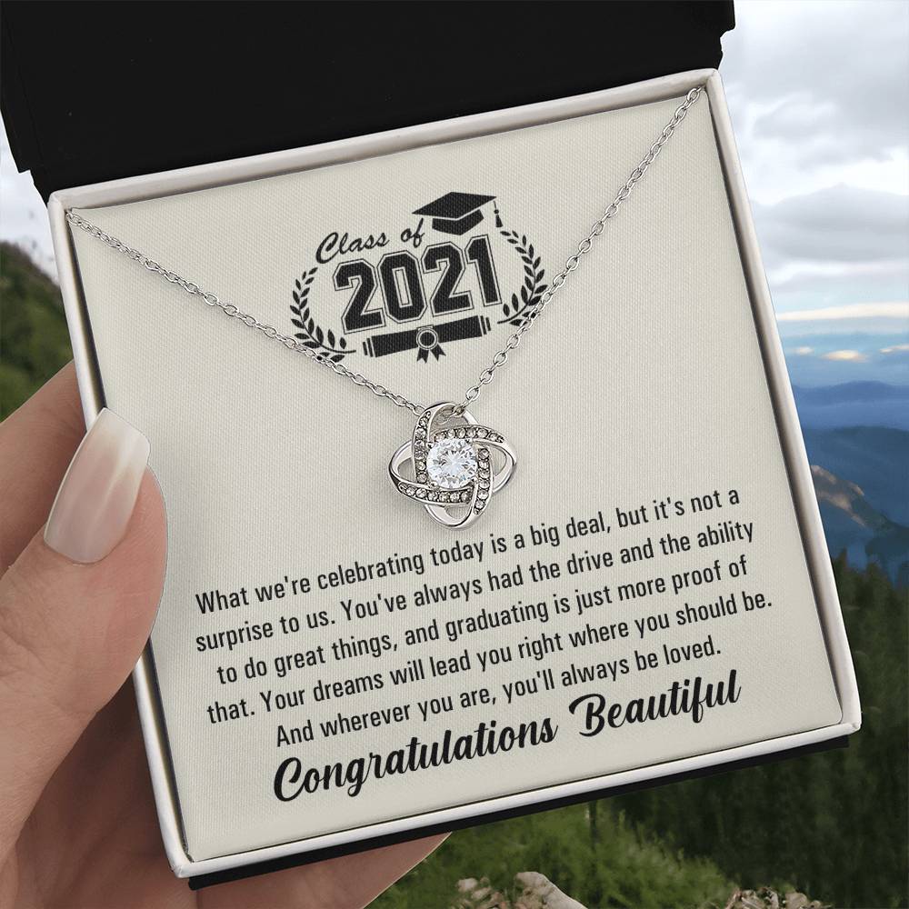 (Almost Gone!) Graduation Necklace - Congratulations Beautiful - Graduation Gift