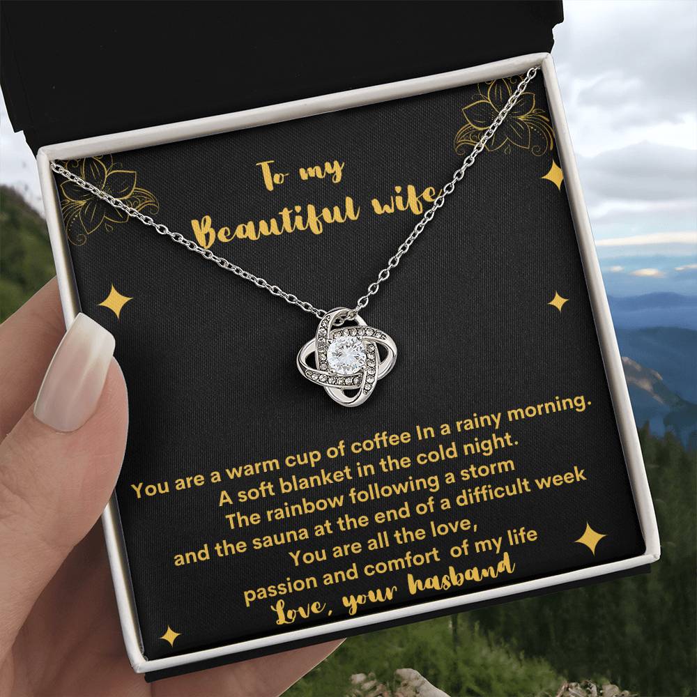 "A Gift From Above" - Love Knot Necklace - To My Beautiful Wife