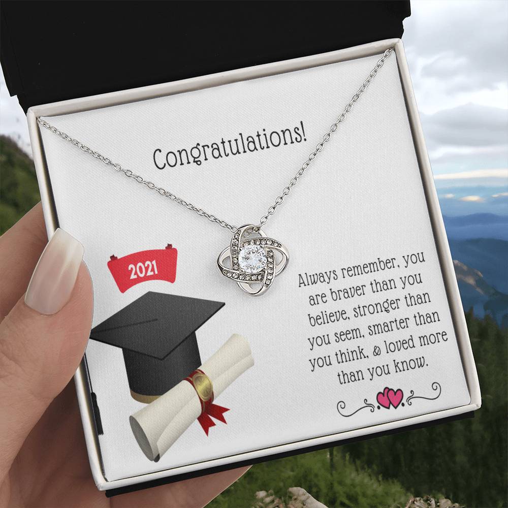 "A Graduation Gift - Love Knot Necklace" -"Always Rememberl" - To Graduation, Promotion