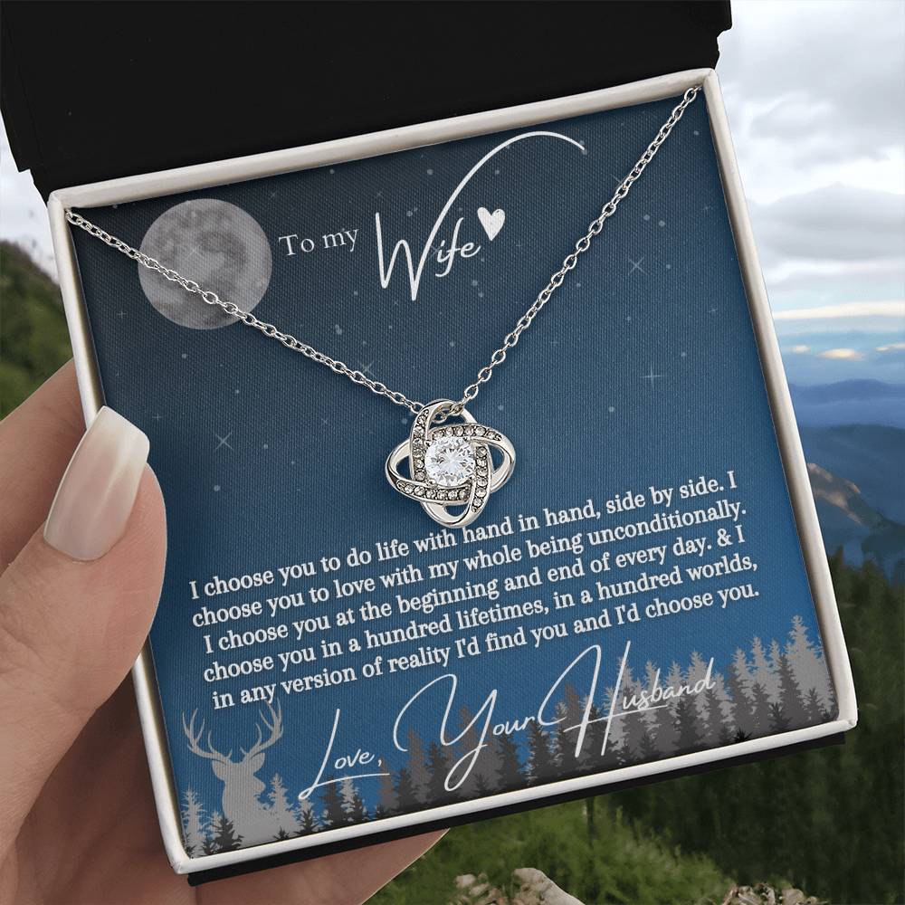 "I Choose You" Love Knot Necklace (Blue Starlight Edition)  -  To My Birthday, Wedding Anniversary