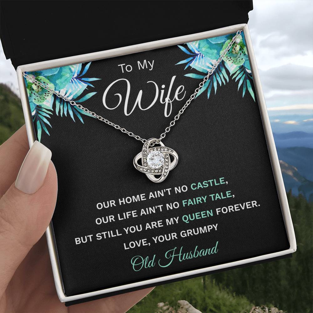"To My Wife" - Silver Love Knot Necklace - To My Soulmate - Merry Christmas, Happy Birthday, Happy Anniversary