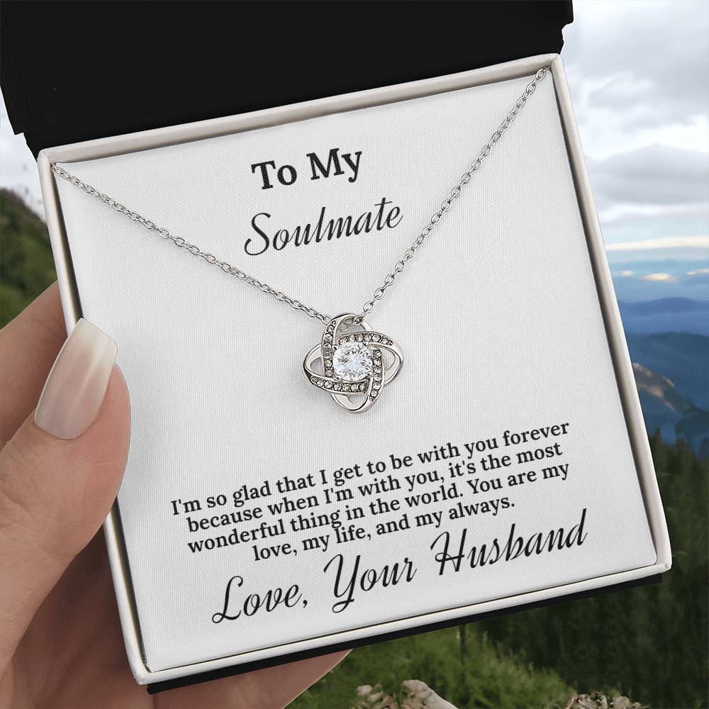 "To My Soulmate" Love Knot Necklace in White Gold - A Special Gift For My Girlfriend - Happy Anniversary
