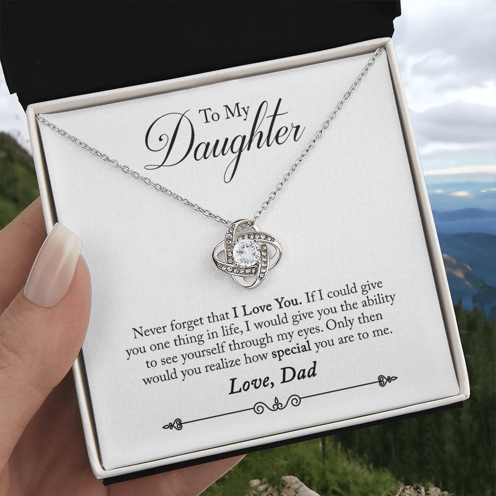 "To My Daughter" - Love Knot Necklace Gift Set - Never Forget That I Love You