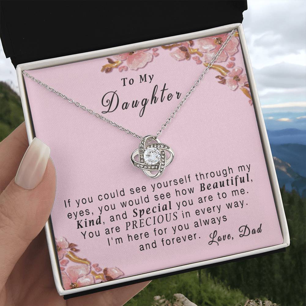 "To My Daughter, If You Could See.." Cubic Zirconia With 14k White Gold Finish Necklace