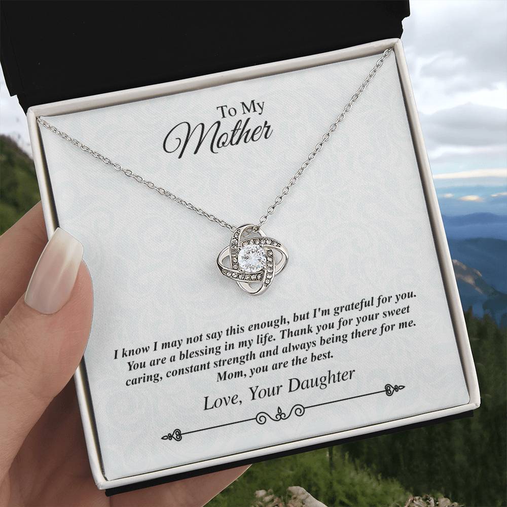 'To My Mother' Jeweled Knot Necklace - I'm Grateful for You, You Are the Best