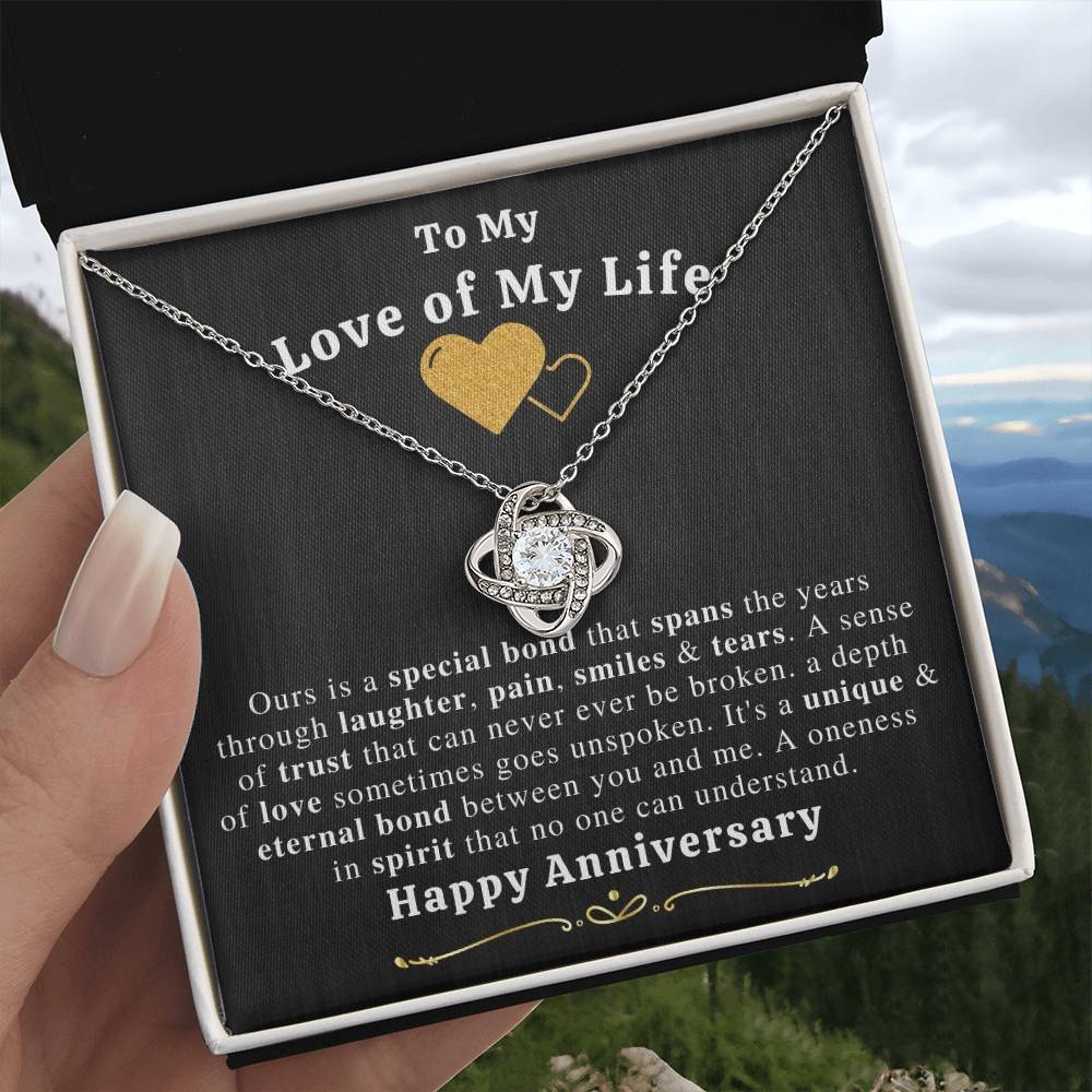 Gift for Love of My Life- Love Knot Necklace With Message Card