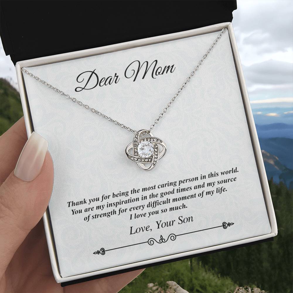 'Dear Mom' Jeweled Knot Necklace - the Most Caring Person in This World