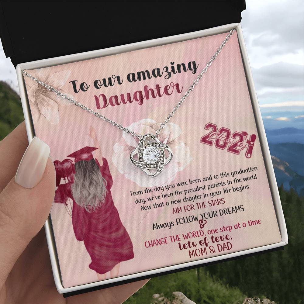 "To Our Amazing Daughter" Love Knot Necklace, Graduation Gift for Daughter