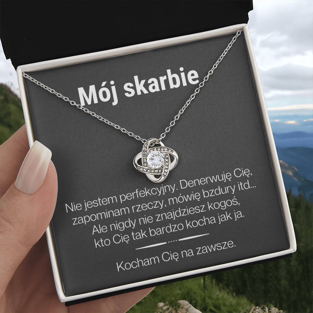 "Skarbie" Love Knot Necklace in Turkish | 14k White Gold Over Stainless Steel - To My Love – Happy Valentine’s Day