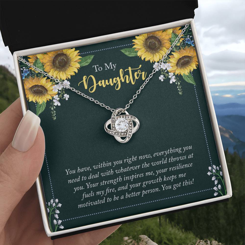 "A Gift for Daughter" From Mom/dad Love Knot Necklace - Your Strength