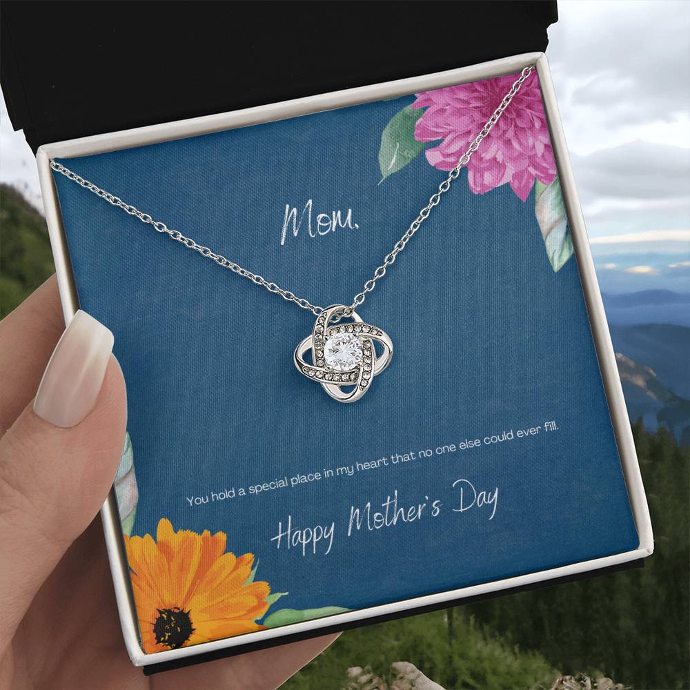 "You Hold a Special Place" Flowers - Mother's Day Love Knot Necklace - Forever Grateful To My Mom - Happy Birthday